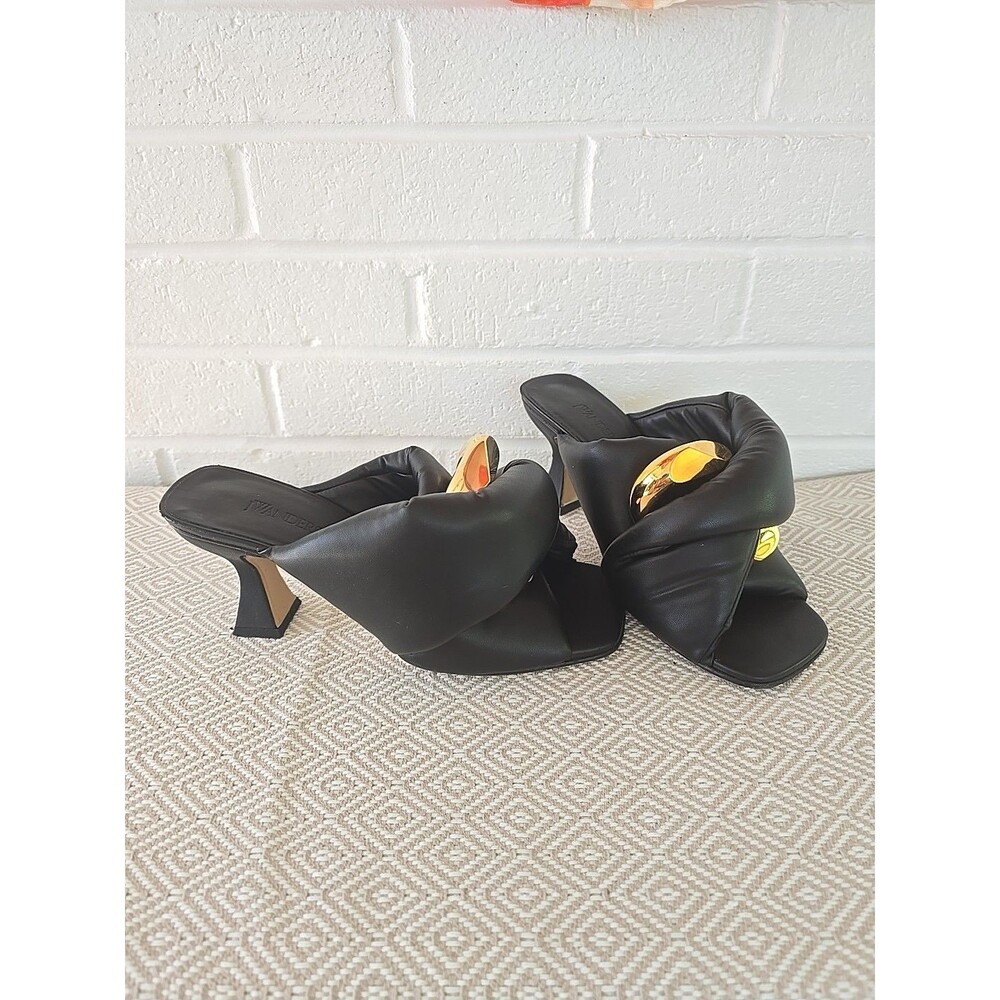 JW Anderson Women's Black Leather Slide Corner Sandal Shoes Size 38  575$ Retail